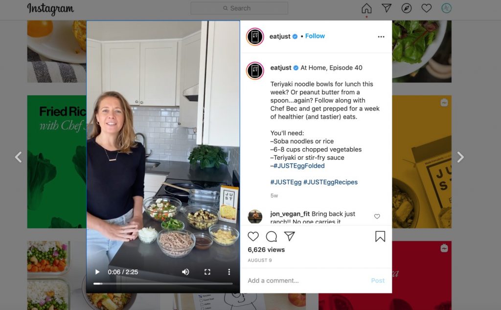 woman hosting just egg cooking show on instagram