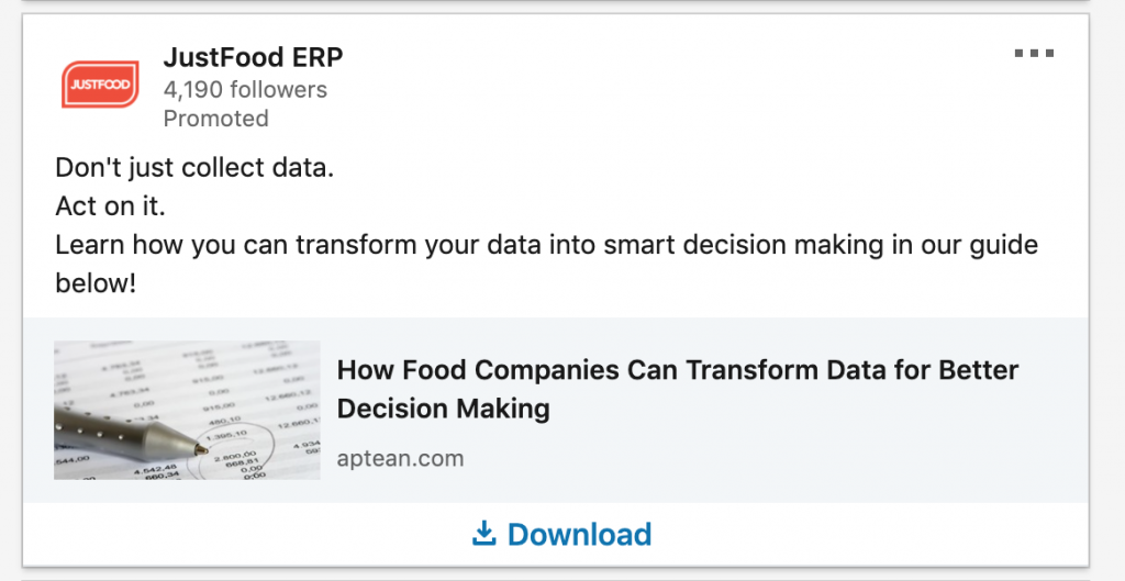 justfooderp_sponsored_linkedin_ad